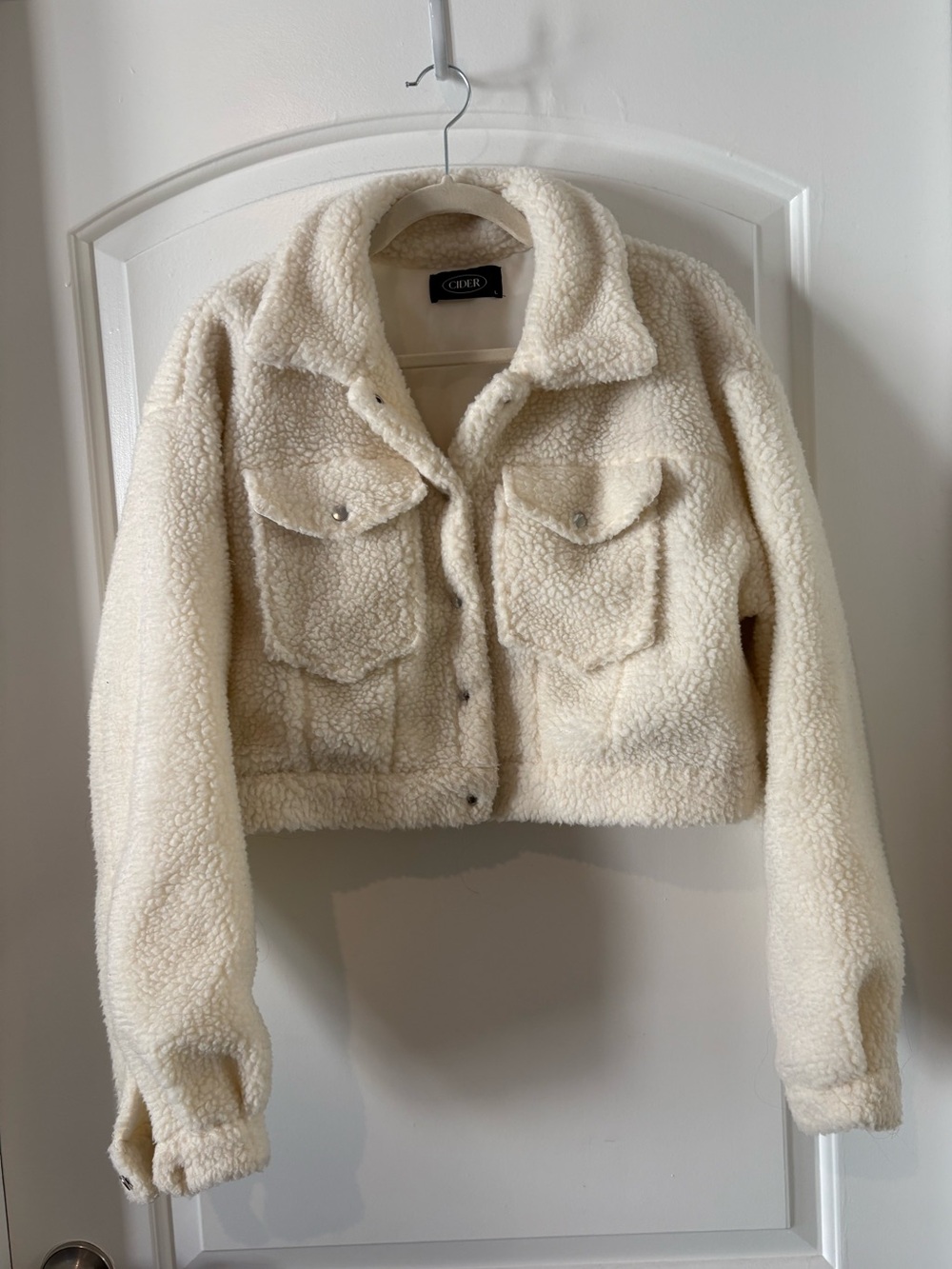 Cider Cream Teddy Sherpa Cropped Jacket